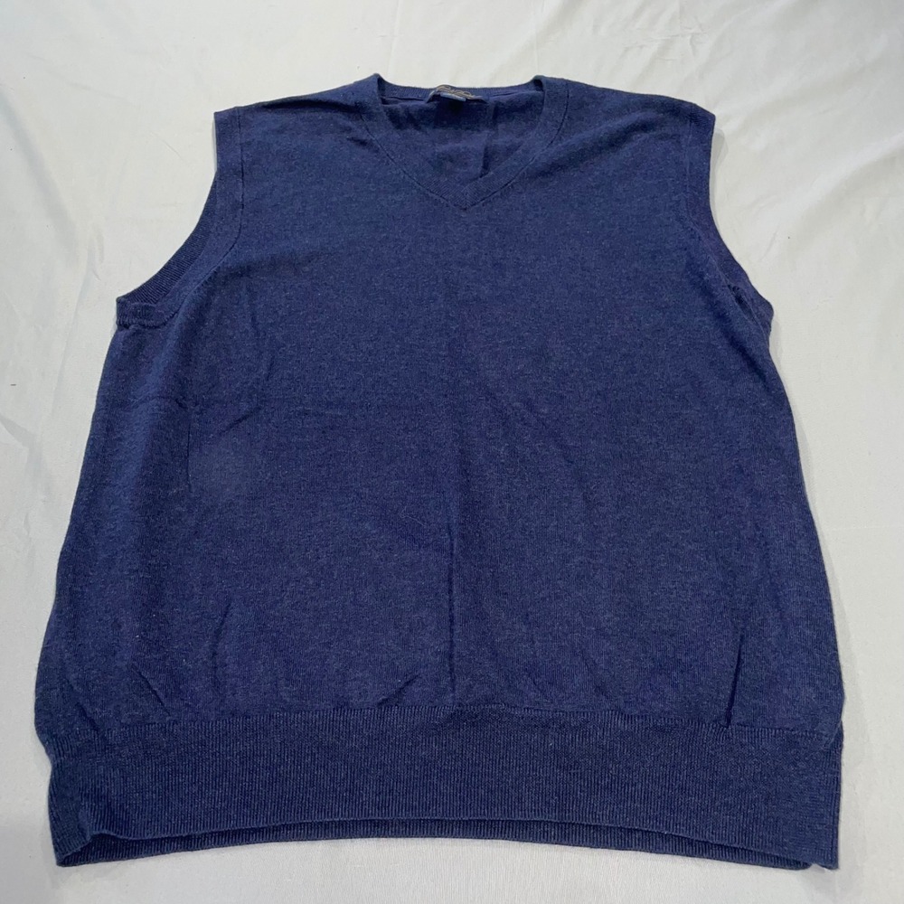 Brooks Brothers Mens‎ Supima Cotton V-Neck Sweater Vest Navy Blue Large